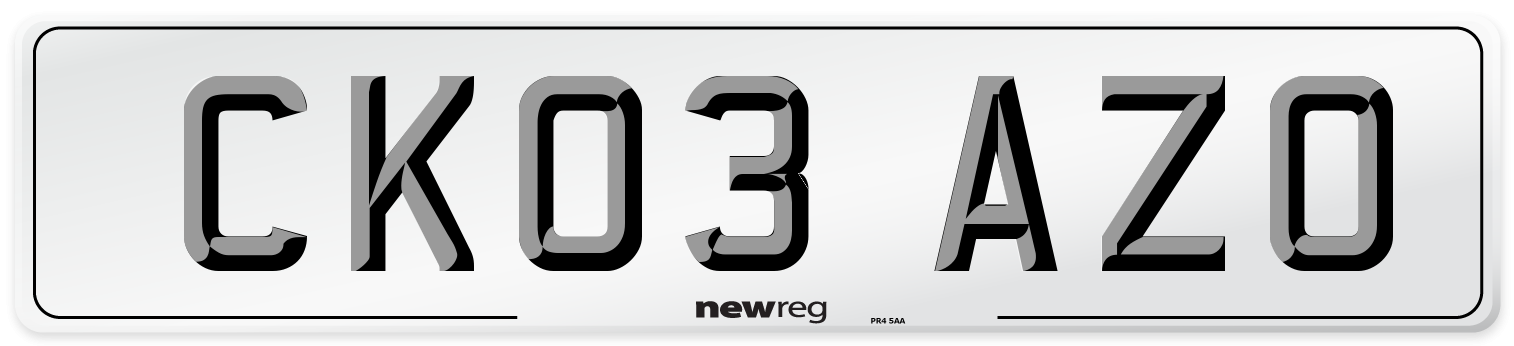 CK03 AZO Number Plate from New Reg